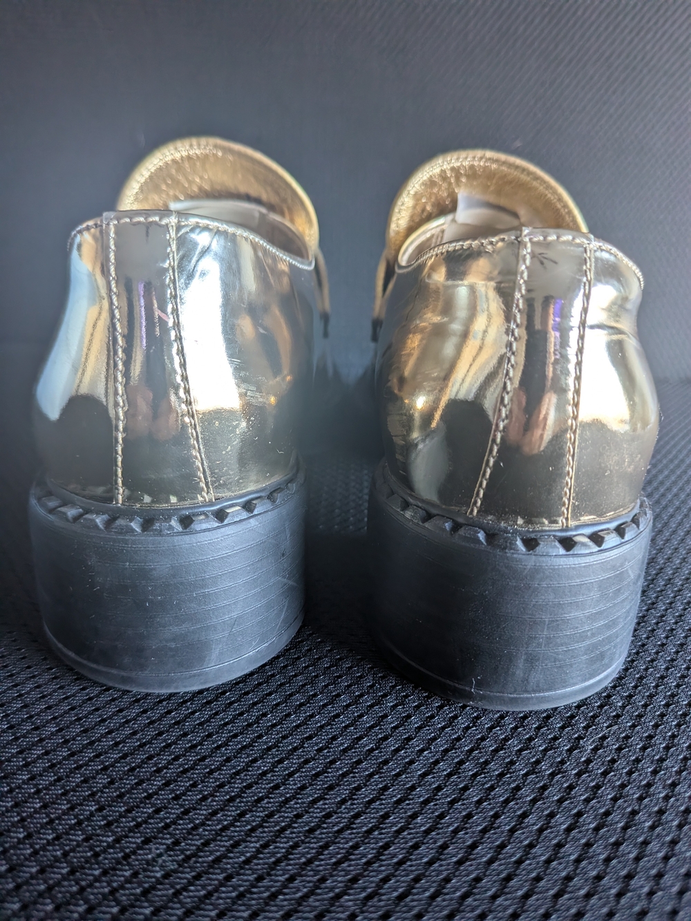 Prada Women’s Metallic Gold Leather Loafers - Picture 7 of 16